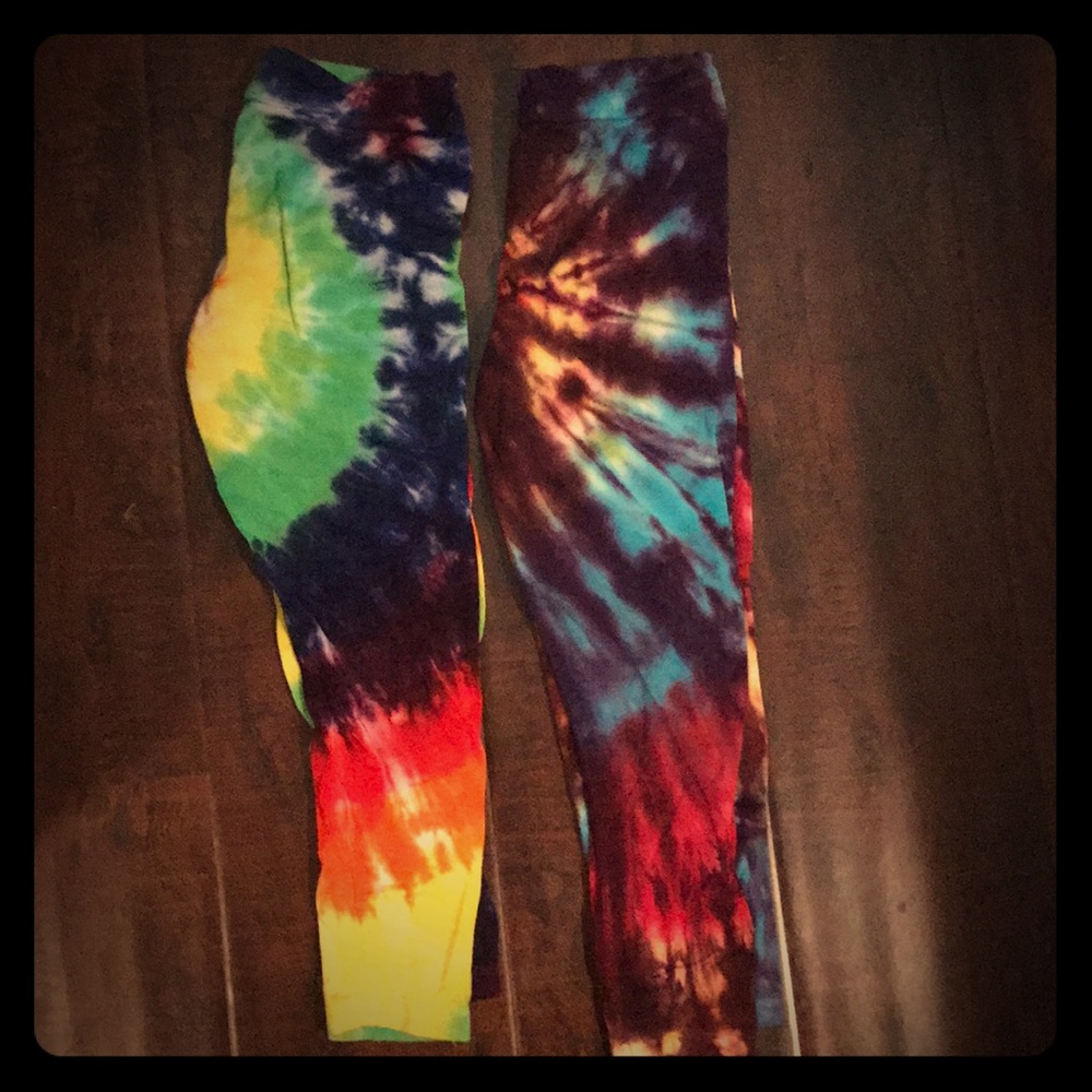 2 pairs girls tie-dyed leggings